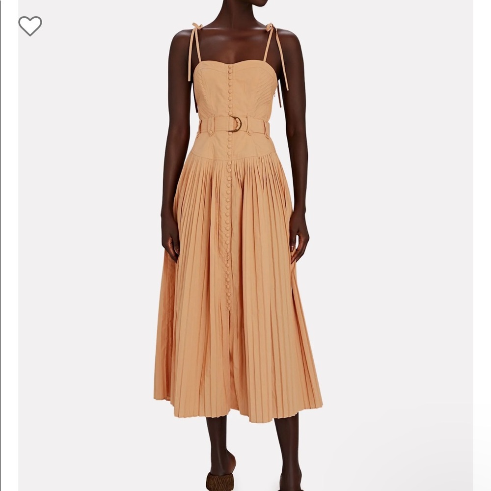 Ulla Johnson size 2 COSETTE PLEATED POPLIN MIDI DRESS. New with tags. Orange